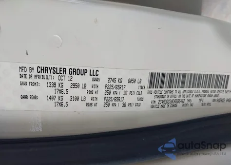 2013 Dodge Grand Caravan Sxt z USA, uszkodzony, nr VIN 2C4RDGCG0DR585462